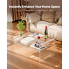 VEVOR Acrylic Coffee Table, 2 Tiers Center Table with Storage Shelf, Modern Rectangle Acrylic Coffee Desk, Ideal for Dining Room, Kitchen Island, Restaurant, Office, 19.7 x 31.5 x 15 in (Clear)