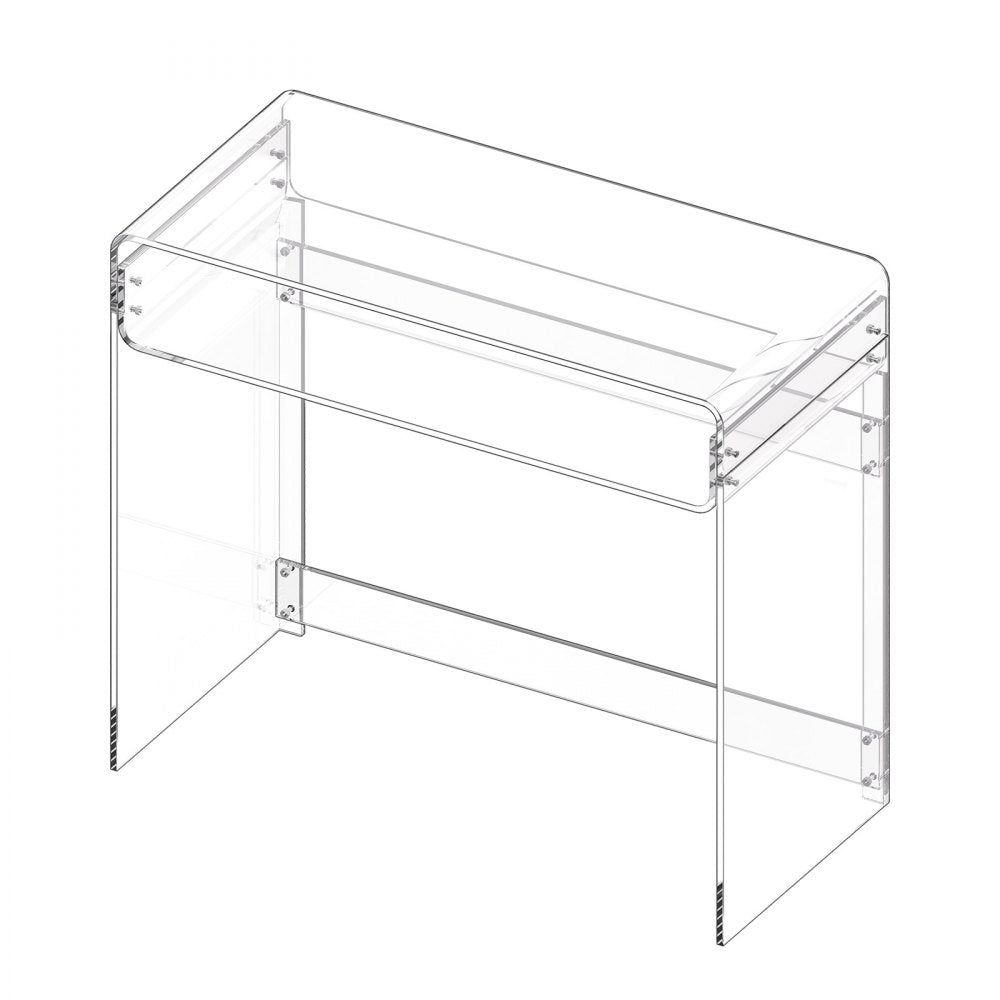 VEVOR Acrylic Table, 2 Tiers Clear End Table with Storage Shelf, Modern Rectangle Acrylic Side Desk, Transparent Thick Desk Nightstand for Bedroom, Office, Living Room, 15.7 x 33.5 x 29.5 in (Clear)