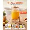 VEVOR Beverage Dispenser, 2.2 Gallon Drink Dispensers for Parties, Glass Juice Dispenser with Wood Stand, Stainless Steel Spigot, Iced Tea Lemonade Juice Water Dispensers for Parties