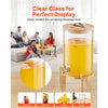 VEVOR Beverage Dispenser, 2.2 Gallon Drink Dispensers for Parties, Glass Juice Dispenser with Wood Stand, Stainless Steel Spigot, Iced Tea Lemonade Juice Water Dispensers for Parties