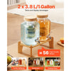 VEVOR Beverage Dispenser, 2 Pack 1 Gallon Drink Dispensers for Parties, Glass Juice Dispenser with Wood Stand, Stainless Steel Spigot, Infuser, Iced Tea Lemonade Juice Water Dispensers for Parties