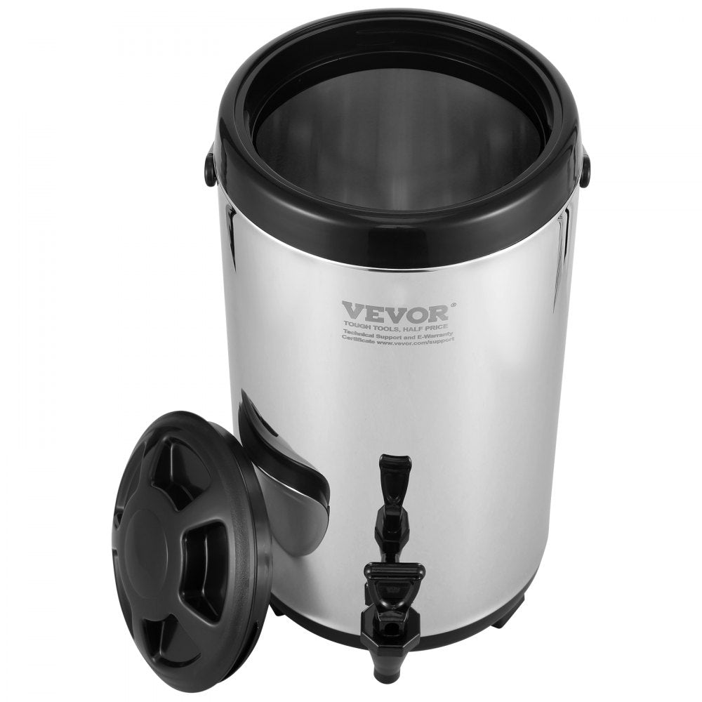 VEVOR Stainless Steel Insulated Beverage Dispenser, 2.4 Gallon 9.2 Liter, Thermal Hot and Cold Drink Server Dispenser with Spigot Handle, Food-grade for Hot Tea Coffee Water Restaurant Drink Shop