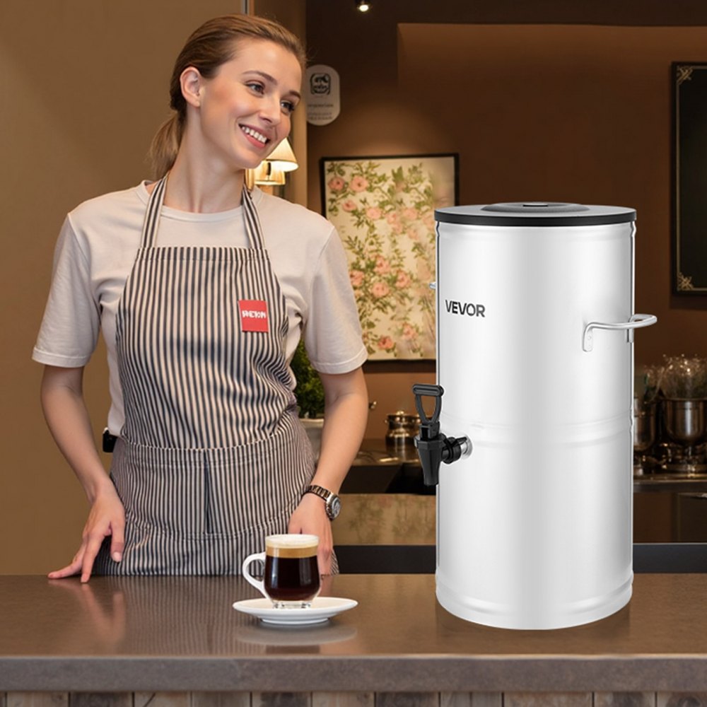 VEVOR Ice Tea Dispenser, 4 Gal/15L 304 Stainless Steel Beverage Dispenser with Spigot & Handle, Suitable for Hot and Cold Drinks, for Iced Tea Coffee Water in Cafes & Restaurants