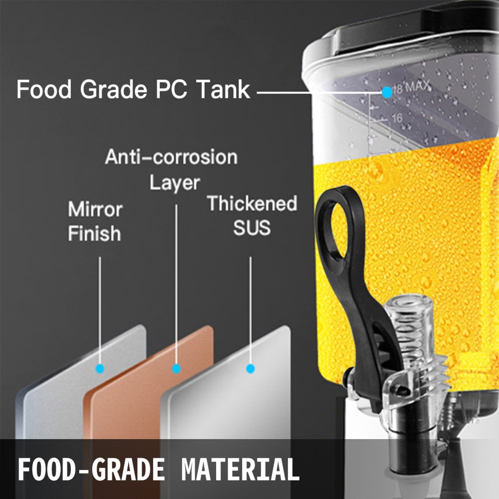 VEVOR 110V Commercial Beverage Dispenser Cold and Hot,3 Tanks 36L Fruit Juice Dispensers,12L Per Tank Stainless Steel Ice Tea Drink Dispenser Equipped with Thermostat Controller