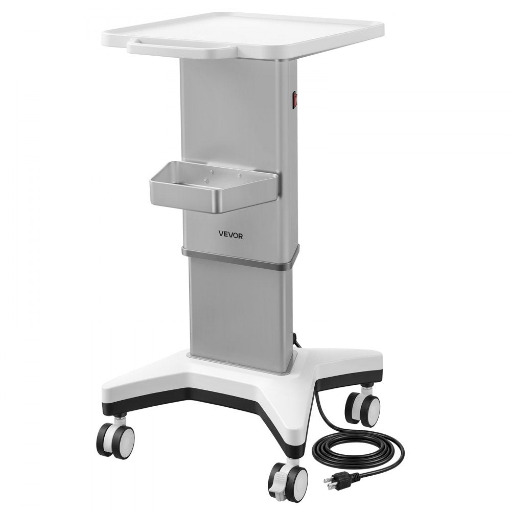 VEVOR Medical Cart 110.23 lbs Max Load Electric Lift Medical Trolley Cart, for Clinic, Hospital, Laboratory, Stable Support, Adjustable Height, Silent Rolling Trolley with 360° Swivel Lockable Wheels