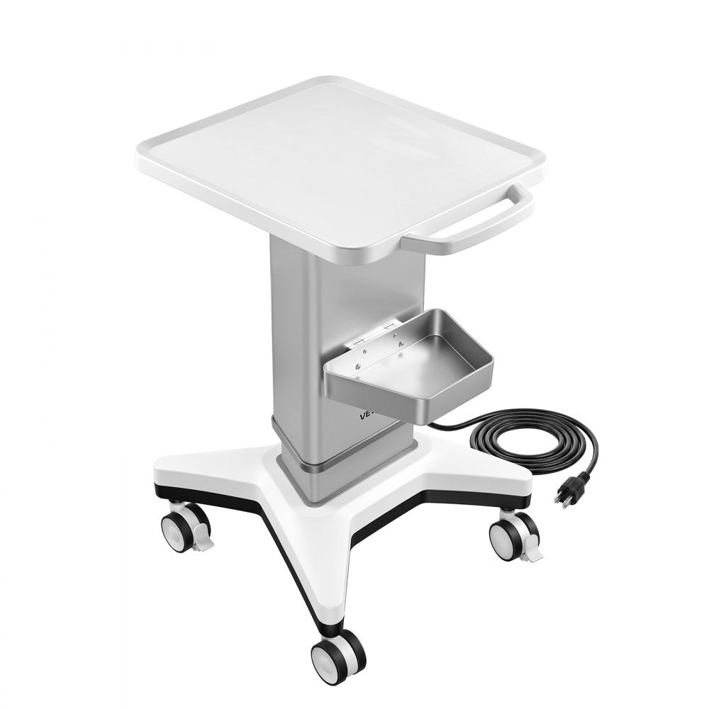 VEVOR Medical Cart 110.23 lbs Max Load Electric Lift Medical Trolley Cart, for Clinic, Hospital, Laboratory, Stable Support, Adjustable Height, Silent Rolling Trolley with 360° Swivel Lockable Wheels