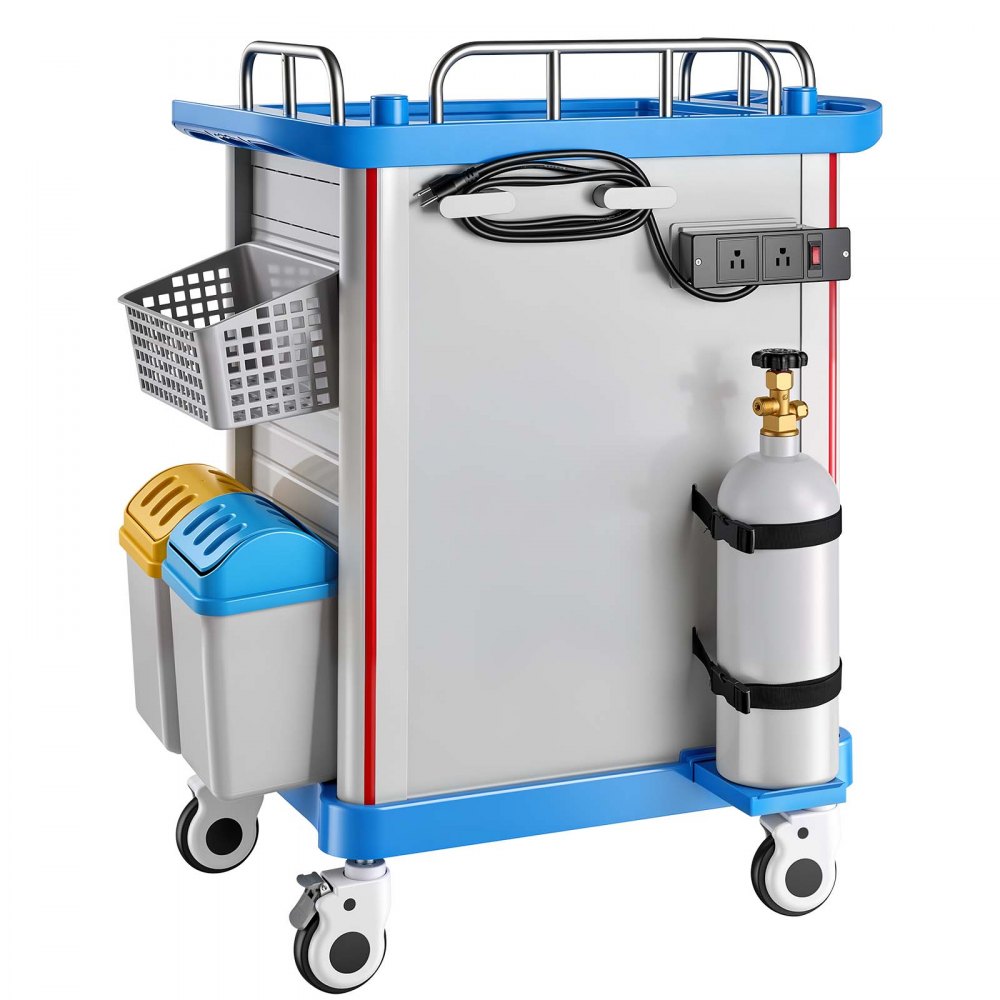 VEVOR Medical Cart 242.51 lbs Max Load Medical Trolley Cart with Cabinet, for Hospital, Clinic, Laboratory, Stable Support, with 2 Drawers, Silent Rolling Trolley with 360° Swivel Lockable Wheels