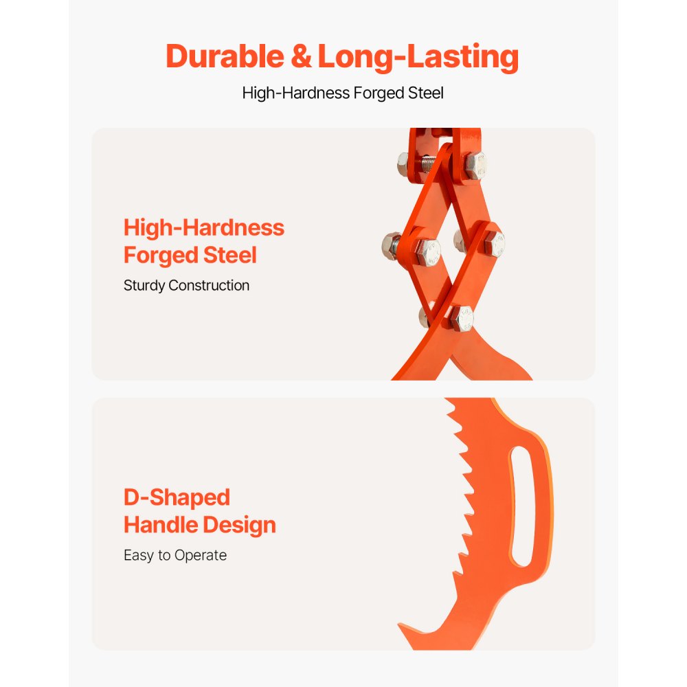 VEVOR 28in Log Lifting Tongs, 2-Claw Log Tongs, Heavy Duty Steel Log Grapple, 1100LBS Lifting Capacity, Swivel Log Graper Timber, Eagle Claw Design, Log Skidding Tongs for Trucks, Tractors, Forklifts