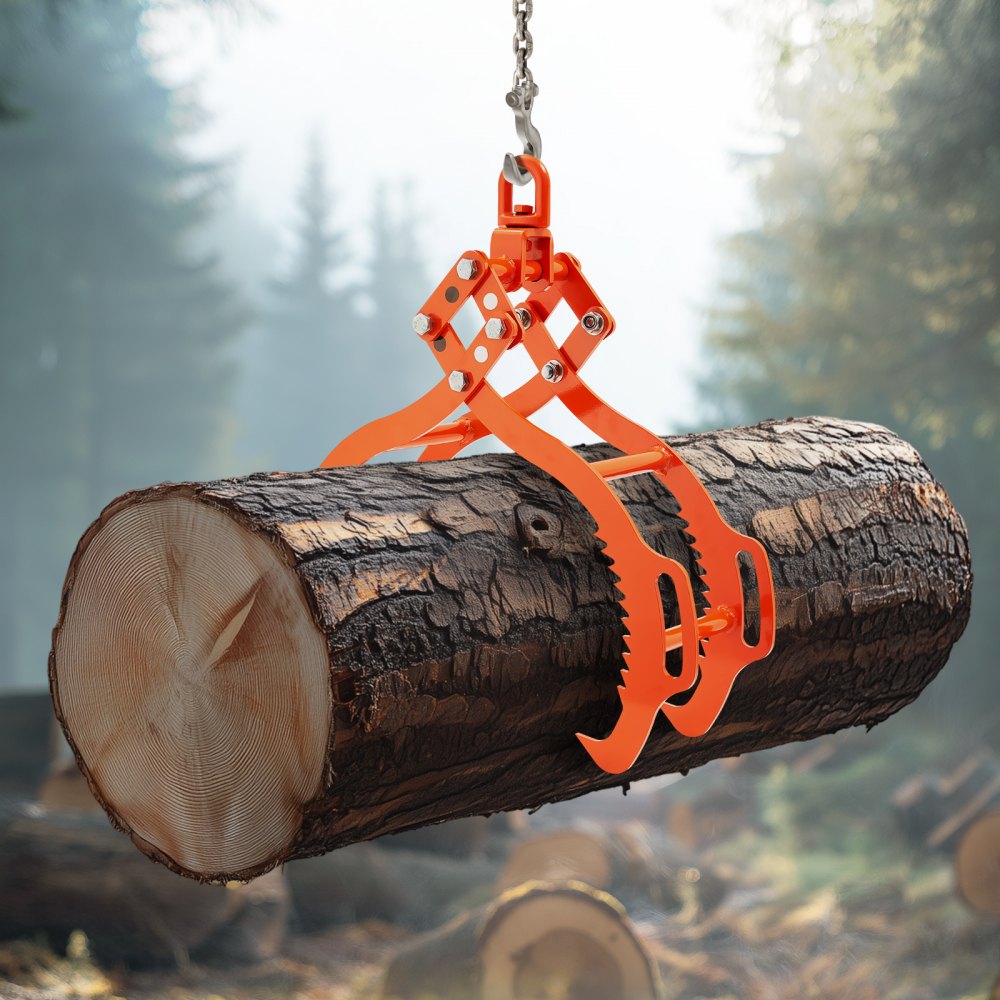 VEVOR 28in Log Lifting Tongs, 4-Claw Log Tongs, Heavy Duty Steel Log Grapple, 2650LBS Lifting Capacity, Swivel Log Graper Timber, Eagle Claw Design, Log Skidding Tongs for Trucks, Tractors, Forklifts