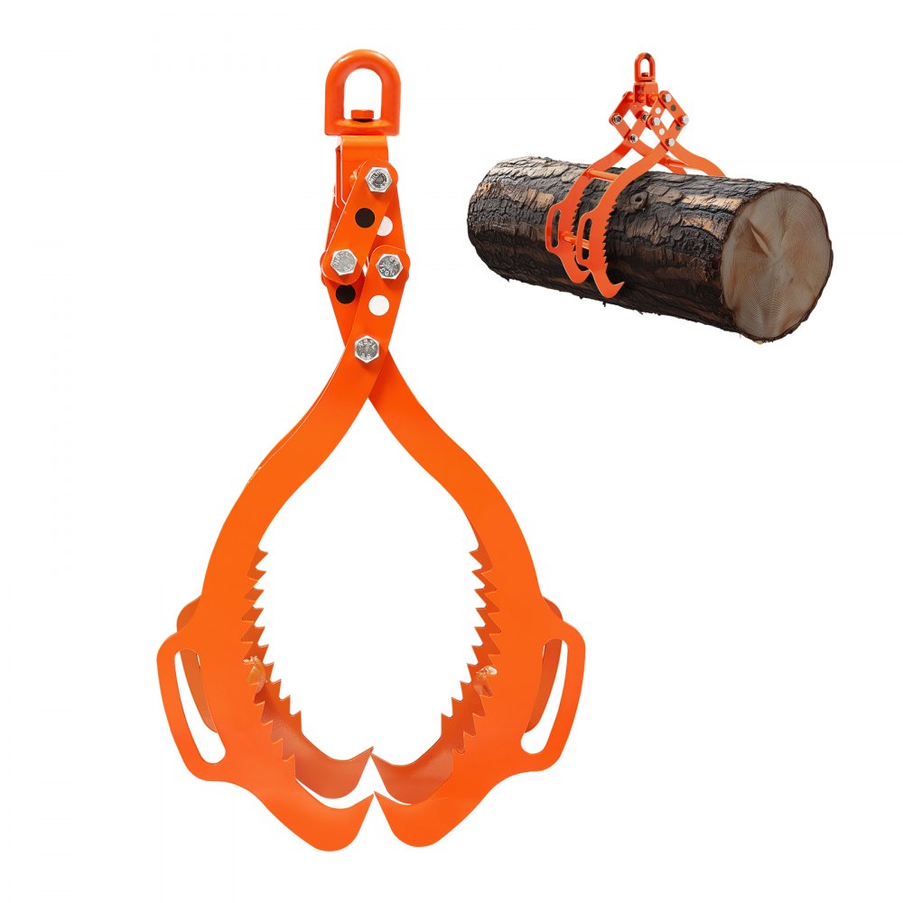 VEVOR 28in Log Lifting Tongs, 4-Claw Log Tongs, Heavy Duty Steel Log Grapple, 2650LBS Lifting Capacity, Swivel Log Graper Timber, Eagle Claw Design, Log Skidding Tongs for Trucks, Tractors, Forklifts