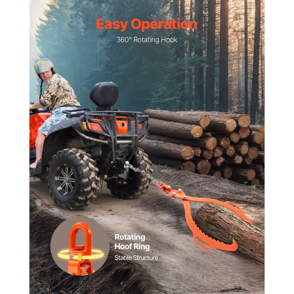 VEVOR 32in Log Lifting Tongs, 2-Claw Log Tongs, Heavy Duty Steel Log Grapple, 1543LBS Lifting Capacity, Swivel Log Graper Timber, Eagle Claw Design, Log Skidding Tongs for Trucks, Tractors, Forklifts