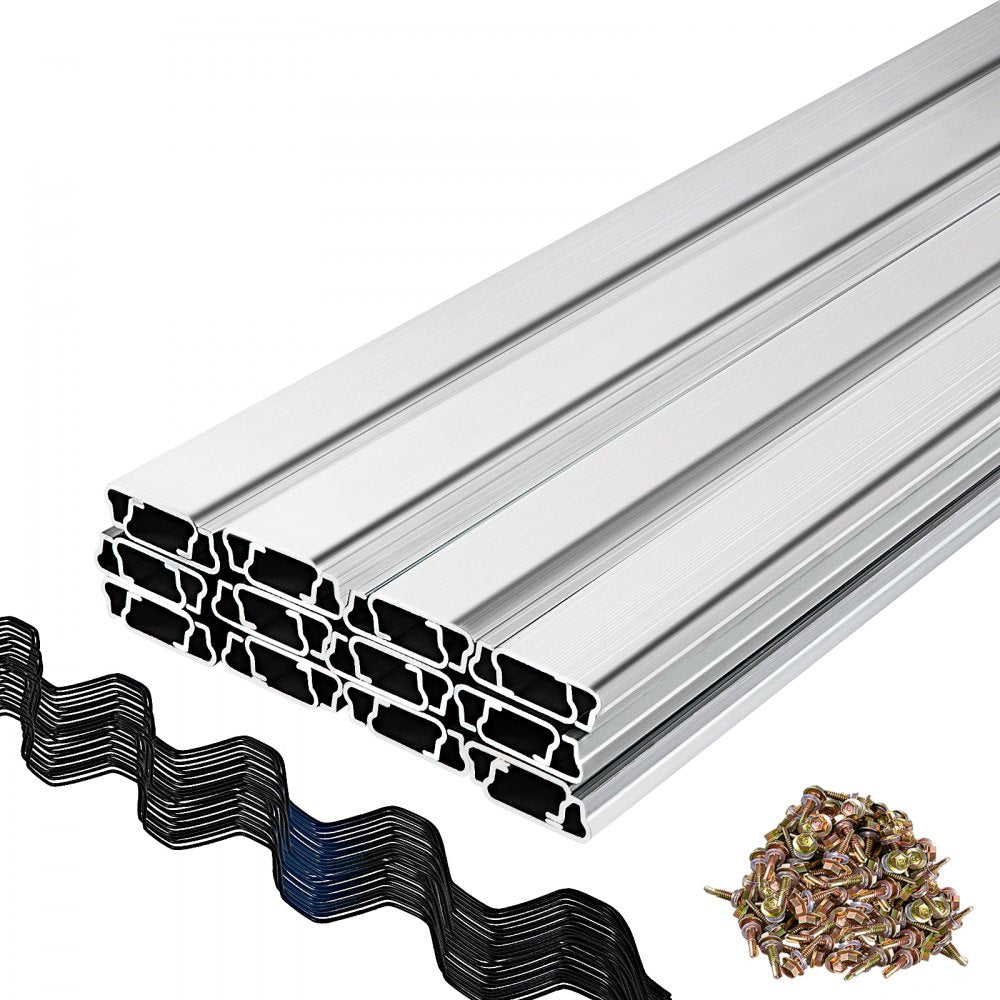 VEVOR Spring Wire and Lock Channel,6.56ft Spring Lock & U-Channel Bundle for Greenhouse, 20 Packs PE Coated Spring Wire & Aluminum Alloy Channel, Plastic Poly Film or Shade Cloth Attachment with Screw