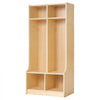 VEVOR 2-Section Kids Coat Locker, Wooden Toddler Cubby Storage Organizer with 4 Hooks & Anti-Tip Kit, Modern Kid Coat Cubbies with 4 Small Open Storage Boxes for Home, Kindergarten, Daycare, Natural