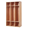 VEVOR 3-Section Kids Coat Locker, Wooden Toddler Cubby Storage Organizer with 6 Hooks & Non-Slip Mat, Modern Kid Coat Cubbies with 6 Small Open Storage Boxes for Home, Kindergarten, Daycare, Natural