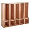 VEVOR 5-Section Kids Coat Locker, Wooden Toddler Cubby Storage Organizer with 10 Hooks & Non-Slip Mat, Modern Kid Coat Cubbies with 5 Small Open Storage Boxes for Home, Kindergarten, Daycare, Natural