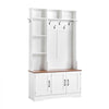 VEVOR Hall Tree with Bench and Shoe Storage, 39" Wide, Entryway Hall Tree with Bench, Hanging Hooks, Storage Shelves, Adjustable Shoe Shelves, LED Light, Wooden, for Mudroom, Entryway, Hallway, White