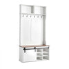 VEVOR Hall Tree with Bench and Shoe Storage, 42" Wide, Entryway Hall Tree with Bench, Hanging Hooks, Storage Shelves, Adjustable Shoe Shelves, Wooden Furniture for Mudroom, Entryway, Hallway, White