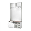 VEVOR Hall Tree with Bench and Shoe Storage, 42" Wide, Entryway Hall Tree with Bench, Hanging Hooks, Storage Shelves, Adjustable Shoe Shelves, Wooden Furniture for Mudroom, Entryway, Hallway, White