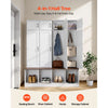 VEVOR Hall Tree with Bench and Shoe Storage, 59" Wide, 4-in-1 Entryway Hall Tree with Bench, Hanging Hooks, Storage Cabinet, and Shoe Cabinet, Wooden Furniture for Mudroom, Entryway, Hallway, White
