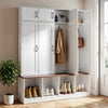 VEVOR Hall Tree with Bench and Shoe Storage, 59" Wide, 4-in-1 Entryway Hall Tree with Bench, Hanging Hooks, Storage Cabinet, and Shoe Cabinet, Wooden Furniture for Mudroom, Entryway, Hallway, White