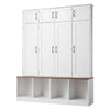VEVOR Hall Tree with Bench and Shoe Storage, 59" Wide, 4-in-1 Entryway Hall Tree with Bench, Hanging Hooks, Storage Cabinet, and Shoe Cabinet, Wooden Furniture for Mudroom, Entryway, Hallway, White