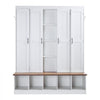 VEVOR Hall Tree with Bench and Shoe Storage, 63" Wide, 4-in-1 Entryway Hall Tree with Bench, Hanging Hooks, Storage Cabinet, and Shoe Cabinet, Wooden Furniture for Mudroom, Entryway, Hallway, White
