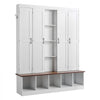 VEVOR Hall Tree with Bench and Shoe Storage, 63" Wide, 4-in-1 Entryway Hall Tree with Bench, Hanging Hooks, Storage Cabinet, and Shoe Cabinet, Wooden Furniture for Mudroom, Entryway, Hallway, White