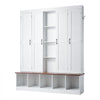 VEVOR Hall Tree with Bench and Shoe Storage, 63" Wide, 4-in-1 Entryway Hall Tree with Bench, Hanging Hooks, Storage Cabinet, and Shoe Cabinet, Wooden Furniture for Mudroom, Entryway, Hallway, White