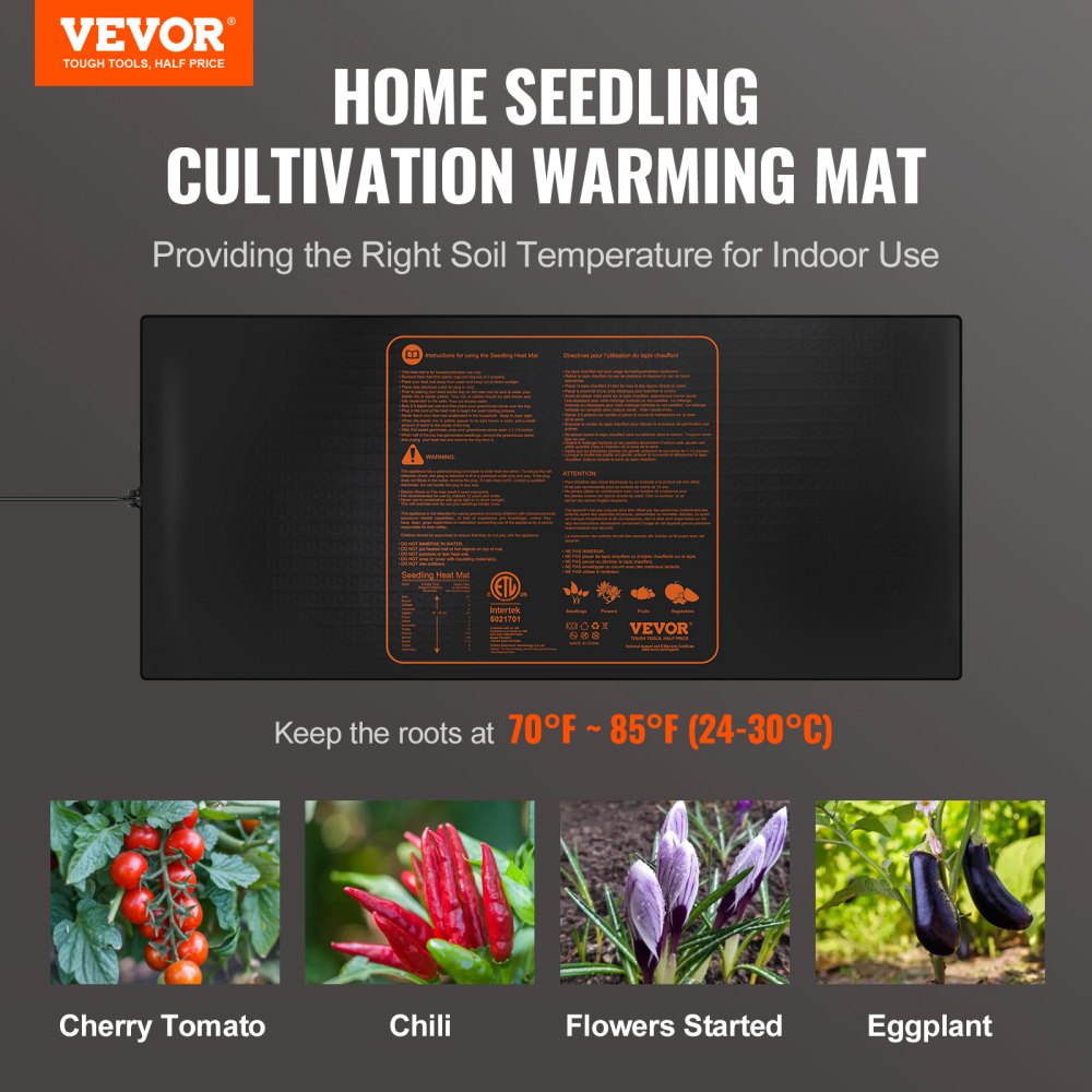 VEVOR 48"x 20.75" Seedling Heat Mat w/ Digital Thermostat Combo Set,MET-Listed Heating Pad for Seed Starting, Waterproof Seed Mats for Germination, Indoor Gardening, Hydroponic, Greenhouse, 1 Pack
