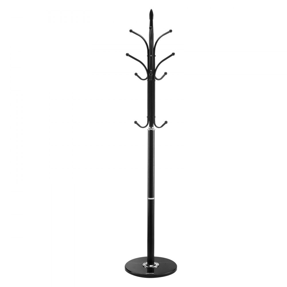 VEVOR Coat Rack Freestanding, Coats Tree Stand with Stable Marble Base & 6 Hooks, Free Standing Hall Coat Rack for Entryway, Bedroom, Office, Living Room, Modern Clothes Hanger for Coats, Hats, Bags