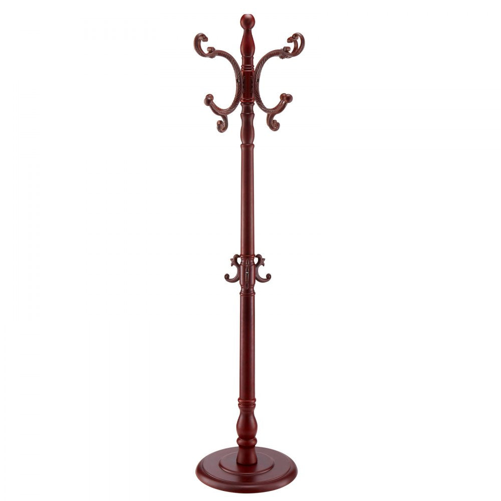 VEVOR Coat Rack Freestanding, Wooden Coats Rack Stand with Weighted Base & 11 Hooks, Free Standing Hall Coat Tree for Entryway, Bedroom, Living Room, Modern Clothes Hanger Stand for Coats, Hats, Bag