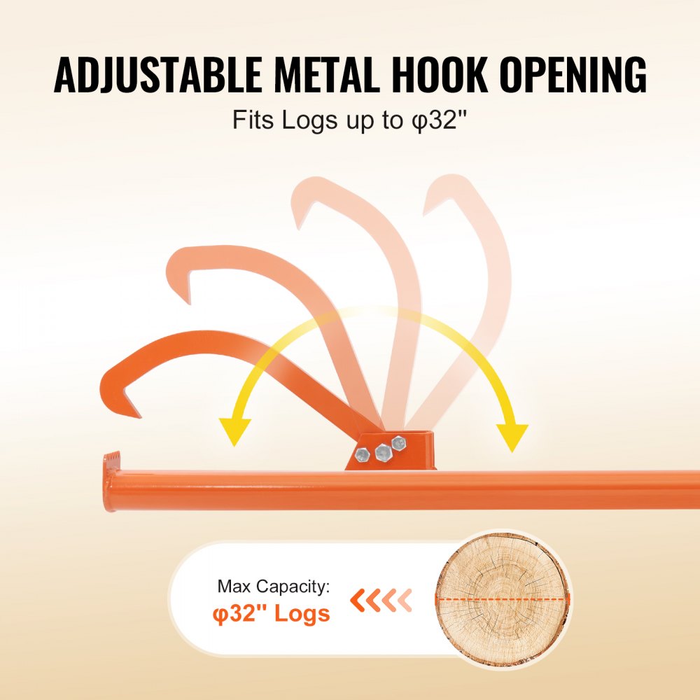 VEVOR Cant Hook Tool, 59 in, Heavy Duty Steel Log Roller, Log Lifter Timber Jack for Max 32" Dia Logs, Forestry Logging Tools, Dual Function Log Handler for Rolling and Clamping Logs
