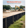 VEVOR Silt Fence Fabric Roll, 2 x 100 ft Backed Wire Silt Fence, Erosion Control Fencing for Sediment Retention, Industrial Grade Temporary Tough Polypropylene Fabric for Construction Job Sites