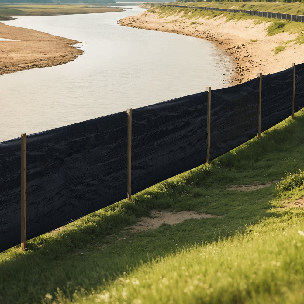 VEVOR Silt Fence Fabric Roll, 3 x 500 ft Erosion Control Fencing, Industrial Grade Tough Polypropylene Fabrics for Sediment Retention, Temporary Fabric for Construction Job Sites