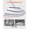 VEVOR Leaf Rake, 25 Metal Tines, Adjustable Garden Rake for Lawns with 18.3 Inch Wide Head & 36.4-72.8 Inch Long Handle, Heavy Duty Stainless Steel Small Leaves Tool for Gardening Camping Yard Grass