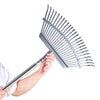VEVOR Leaf Rake, 25 Metal Tines, Adjustable Garden Rake for Lawns with 18.3 Inch Wide Head & 36.4-72.8 Inch Long Handle, Heavy Duty Stainless Steel Small Leaves Tool for Gardening Camping Yard Grass