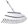 VEVOR Leaf Rake, 25 Metal Tines, Adjustable Garden Rake for Lawns with 18.3 Inch Wide Head & 36.4-72.8 Inch Long Handle, Heavy Duty Stainless Steel Small Leaves Tool for Gardening Camping Yard Grass