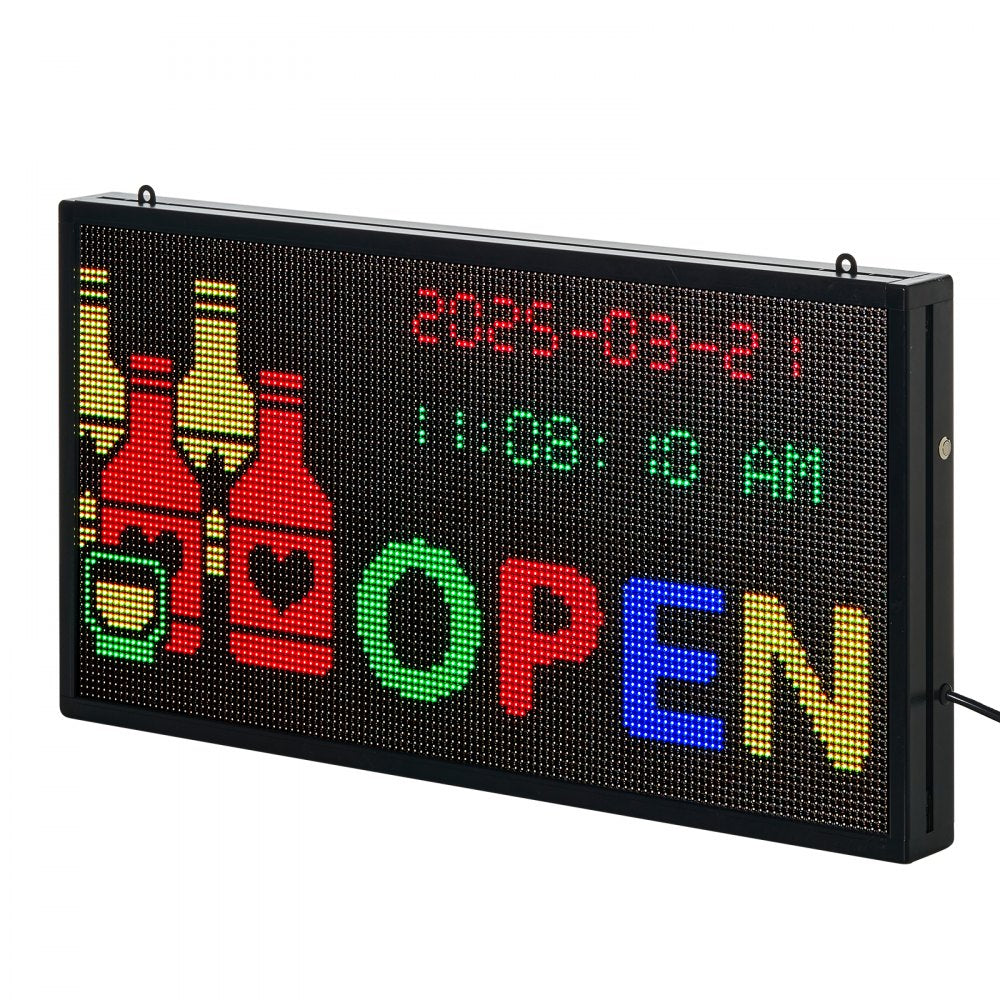 VEVOR Programmable LED Sign, P5 Full Color Flexible Digital Scrolling Panel, DIY Custom Text Pattern GIF Display, Bluetooth APP Control Message Board for Store Business Advertising, Indoor 27x14 in