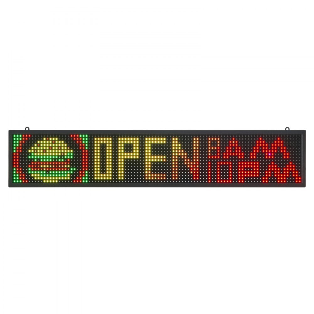 VEVOR Programmable LED Sign, P10 Full Color Flexible Digital Scrolling Panel, DIY Custom Text Pattern GIF Display Board, Bluetooth APP Control Message Shop Sign for Store Business Advertising, 40x8 in