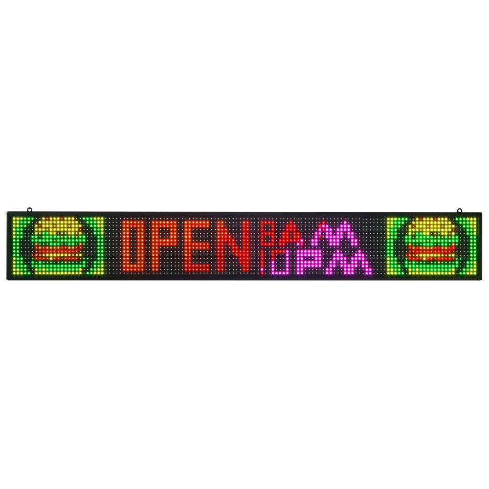 VEVOR Programmable LED Sign, P10 Full Color Flexible Digital Scrolling Panel, DIY Custom Text Pattern GIF Display Board, Bluetooth APP Control Message Shop Sign for Store Business Advertising, 52x8 in