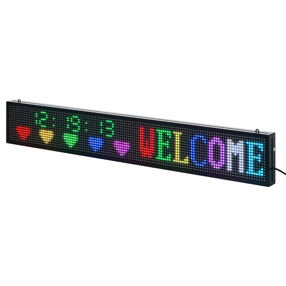 VEVOR Programmable LED Sign, P10 Full Color Flexible Digital Scrolling Panel, DIY Custom Text Pattern GIF Display Board, Bluetooth APP Control Message Shop Sign for Store Business Advertising, 52x8 in