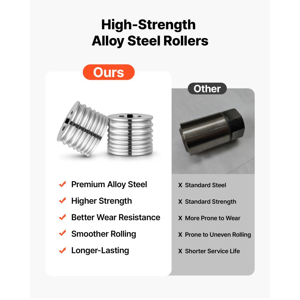 VEVOR Replacement Roller for Rolling Mill 7 Sizes Grooves 2 Round Rollers, Jewelry DIY Tool Accessory Parts, Premium Alloy Steel, Easy Installation, for Pressing Ductile Metals, Gold, Silver, Brass