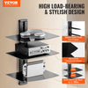 VEVOR Glass Floating Shelves, Holds up to 18 lbs, TV Wall Mount with Shelf，Strengthened Floating Entertainment Center for DVD Players / PS4 / Cable Boxes/Game Consoles/Sky Box/TV Accessories-3 Tiers