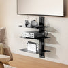 VEVOR Glass Floating Shelves, Holds up to 18 lbs, TV Wall Mount with Shelf，Strengthened Floating Entertainment Center for DVD Players / PS4 / Cable Boxes/Game Consoles/Sky Box/TV Accessories-3 Tiers