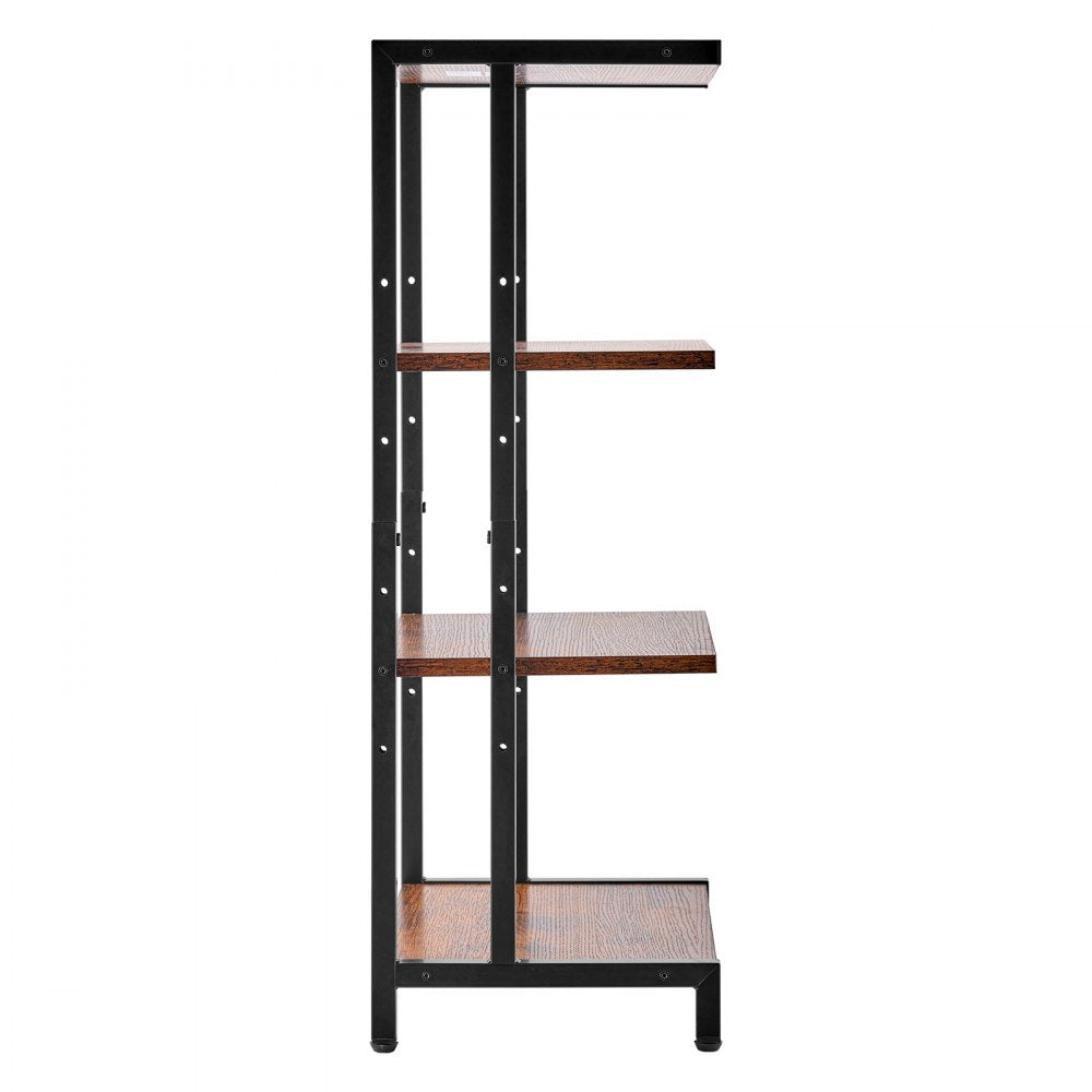 VEVOR 4-Tier AV Media Stand, Corner TV Stand, Height Adjustable Wooden Shelves for DVD Players/Cable Boxes/Games Consoles, Brown