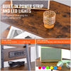 VEVOR 4-Tier AV Media Stand with Power Strips, Corner TV Stand with LED Lights, Height Adjustable Wooden Shelves for DVD Players/Cable Boxes/Games Consoles, Brown
