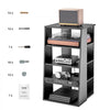 VEVOR 5-Tier AV Media Stand, Wooden Audio-Video Media Stand for DVD Players/Cable Boxes/Games Consoles, Height-Adjustable Media Storage Cabinet for Gaming, Recording Room, Black