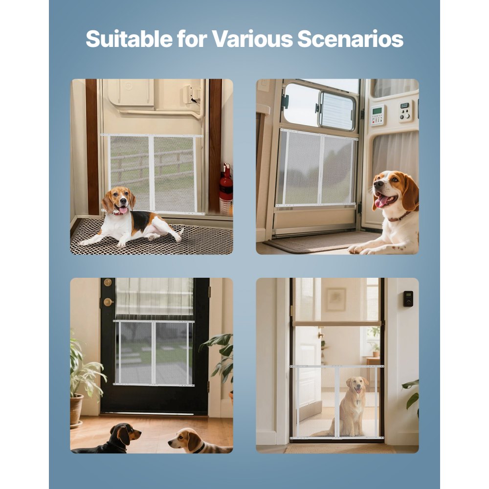VEVOR RV Screen Door Protector, 24 x 26 inch Door Grille, Easy to Install and Disassemble, Reinforced Breathable Protective Mesh, Aluminum Alloy Camper RV Entry Protector for Pet Protection, White