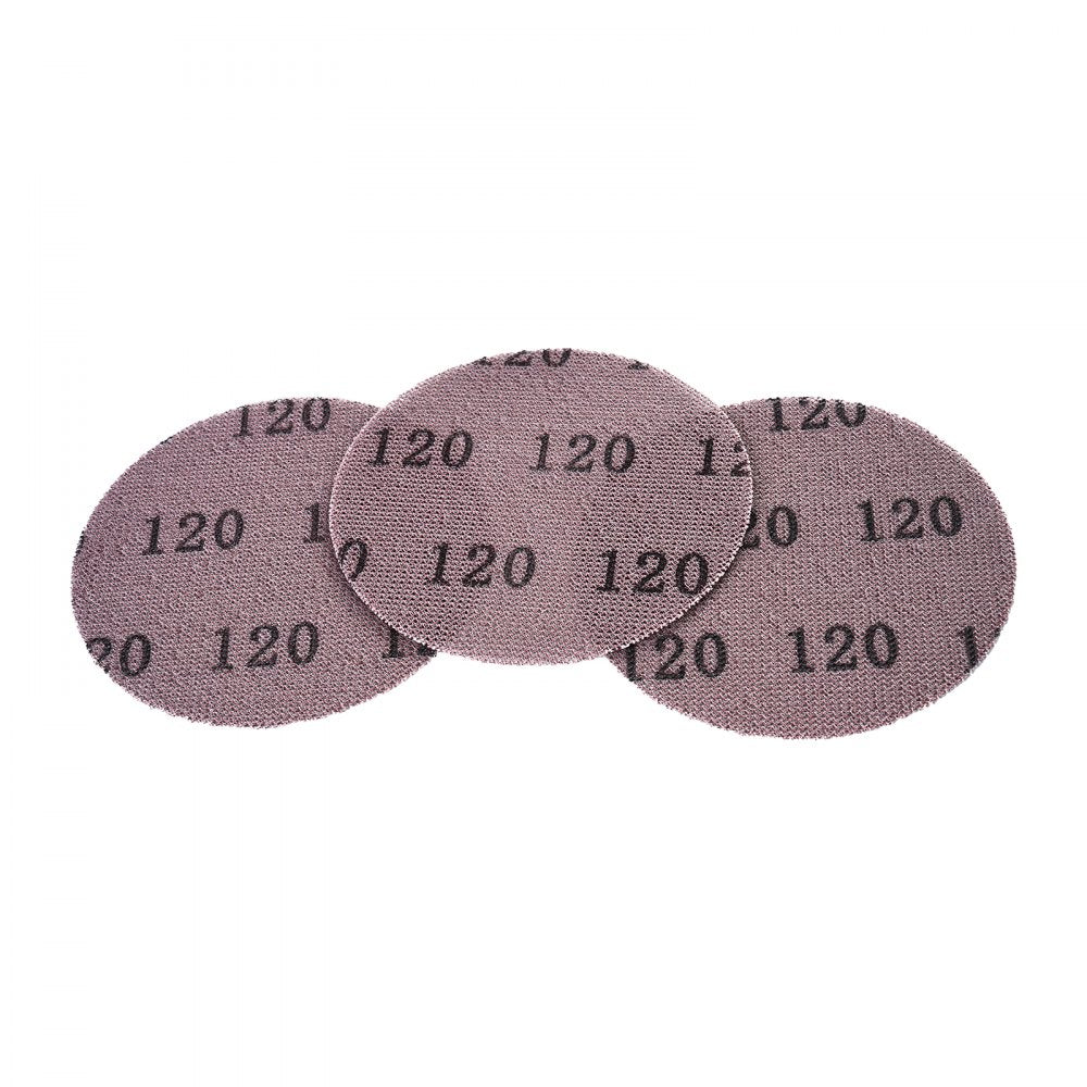 VEVOR 5-inch Mesh Abrasive Sanding Discs, 50PCS 120 Grit Anti-Clogging Ceramic Sandpapers Dust Free, Hook-and-Loop Sanding Discs for Metal Wood Plaster Sanding, Car Body Repair, Paint Removal