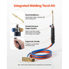 VEVOR Oxygen Propane Torch Kit, Brass Welding Torch for Oxygen MAPP Gas with Dual Pressure Gauges, Portable Oxy-Propane MAPP Brazing Tool Kit with Cylinder Rack for Welding, Soldering, Metal Heating